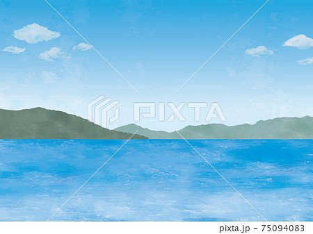 海と山の景色水彩画のイラスト素材 [75094083] - PIXTA