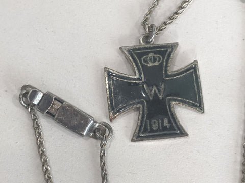 Original Vintage WWI German 1914 Iron Cross Sweetheart Necklace