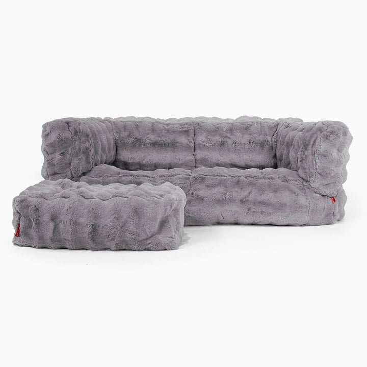 LoungePug2人掛けアルバートソファビーズクッションポンポンファー