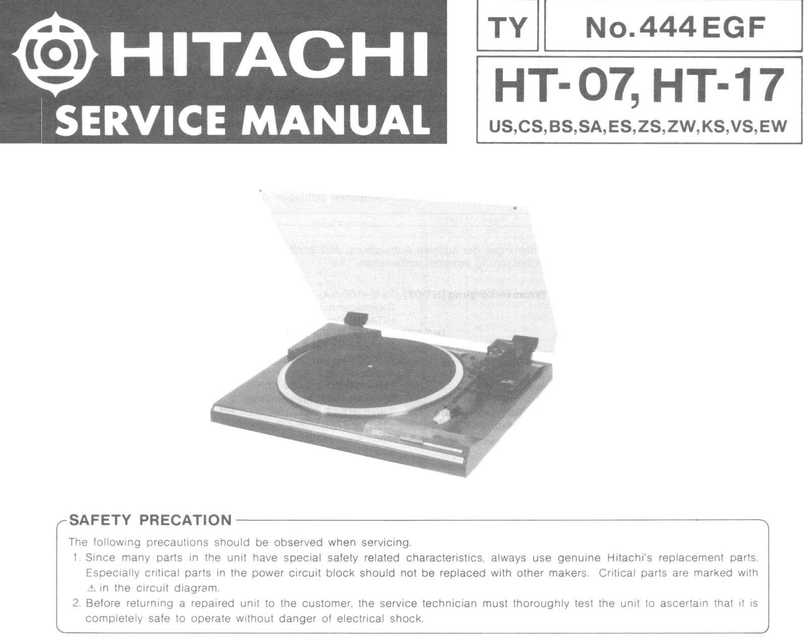 Hitachi HT-07 and HT-17 Service Manual