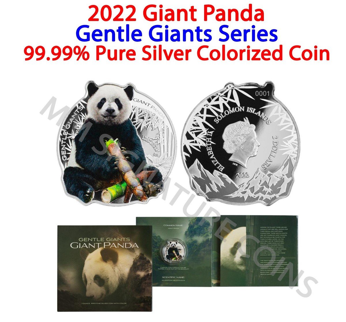 2022 1 oz Silver Giant Panda - Gentle Giants Solomon Islands $2