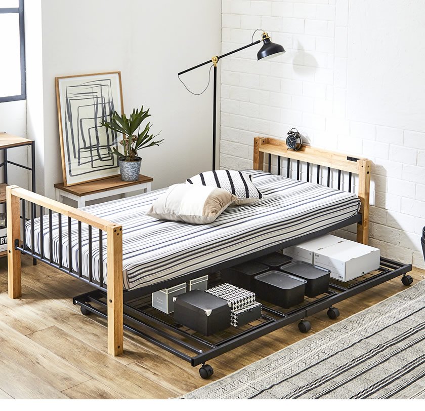 楽天市場】エディス アイアンベッド 子ベッド キャスター付きベッド 耐