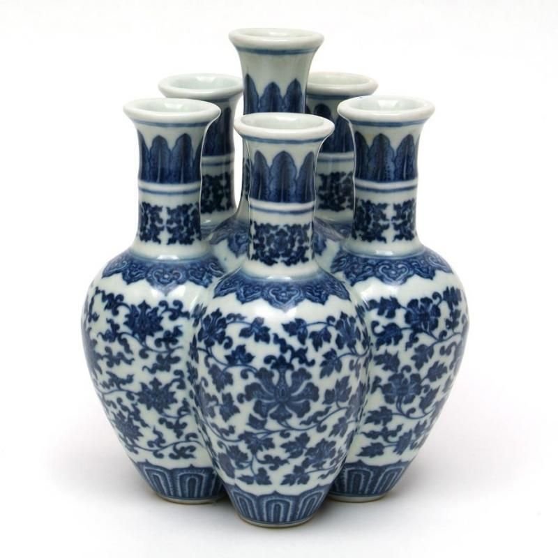 景徳鎮 青花纏枝花卉紋六連瓶 【一品物】 - 書道用具専門店 西本皆文堂