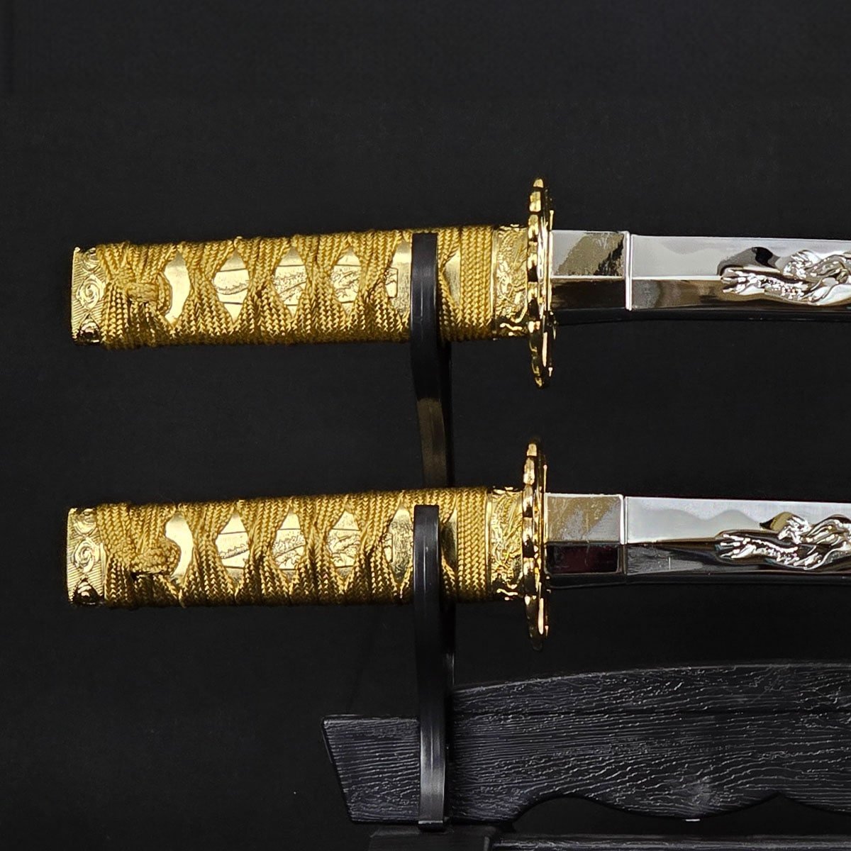 ミニミニ竜3点セット 彫金 金 刀掛台付 刀身竜彫 模造刀｜【公式