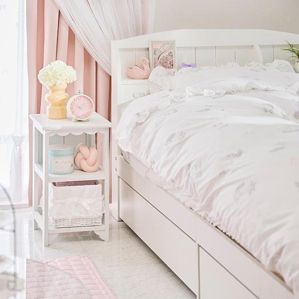 大型】たっぷり収納ベッド(シングル・本体のみ)｜かわいいお姫様