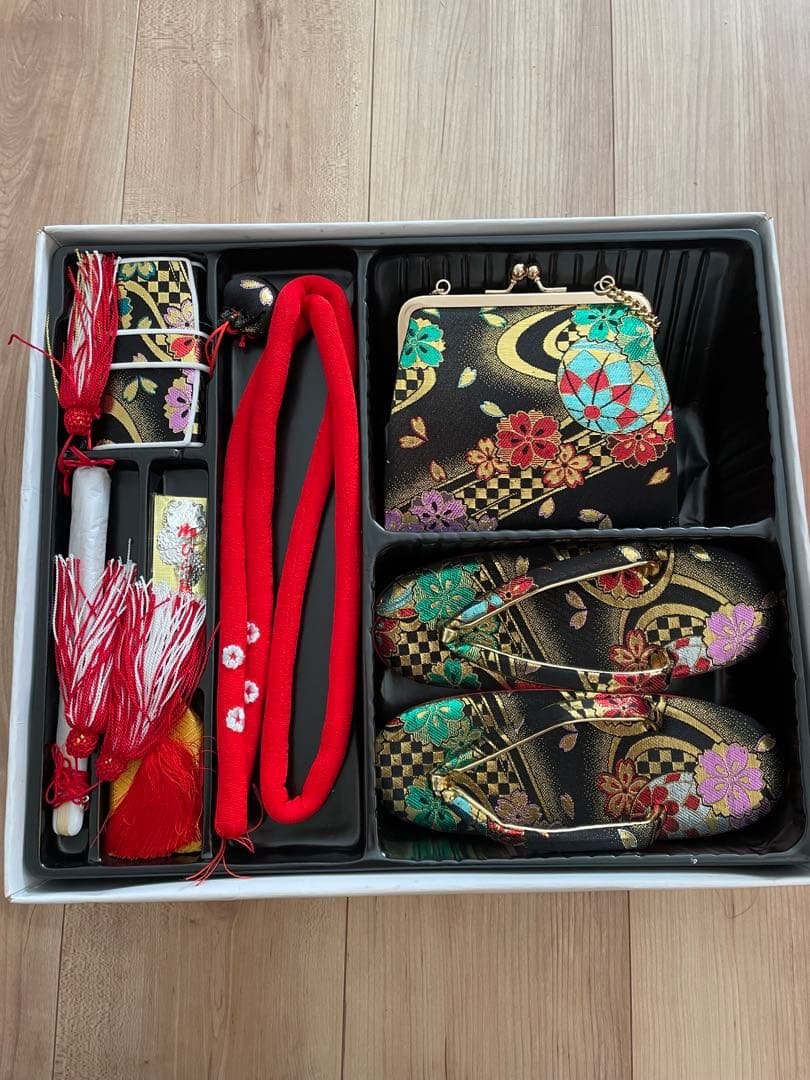 七五三 帯　バッグ　草履セット　黒　花柄 草履バッグセット【レンタル品】黒-16 草履 バッグ セット 留袖 バッグ