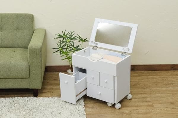 スライド式コスメワゴン DBR/WH