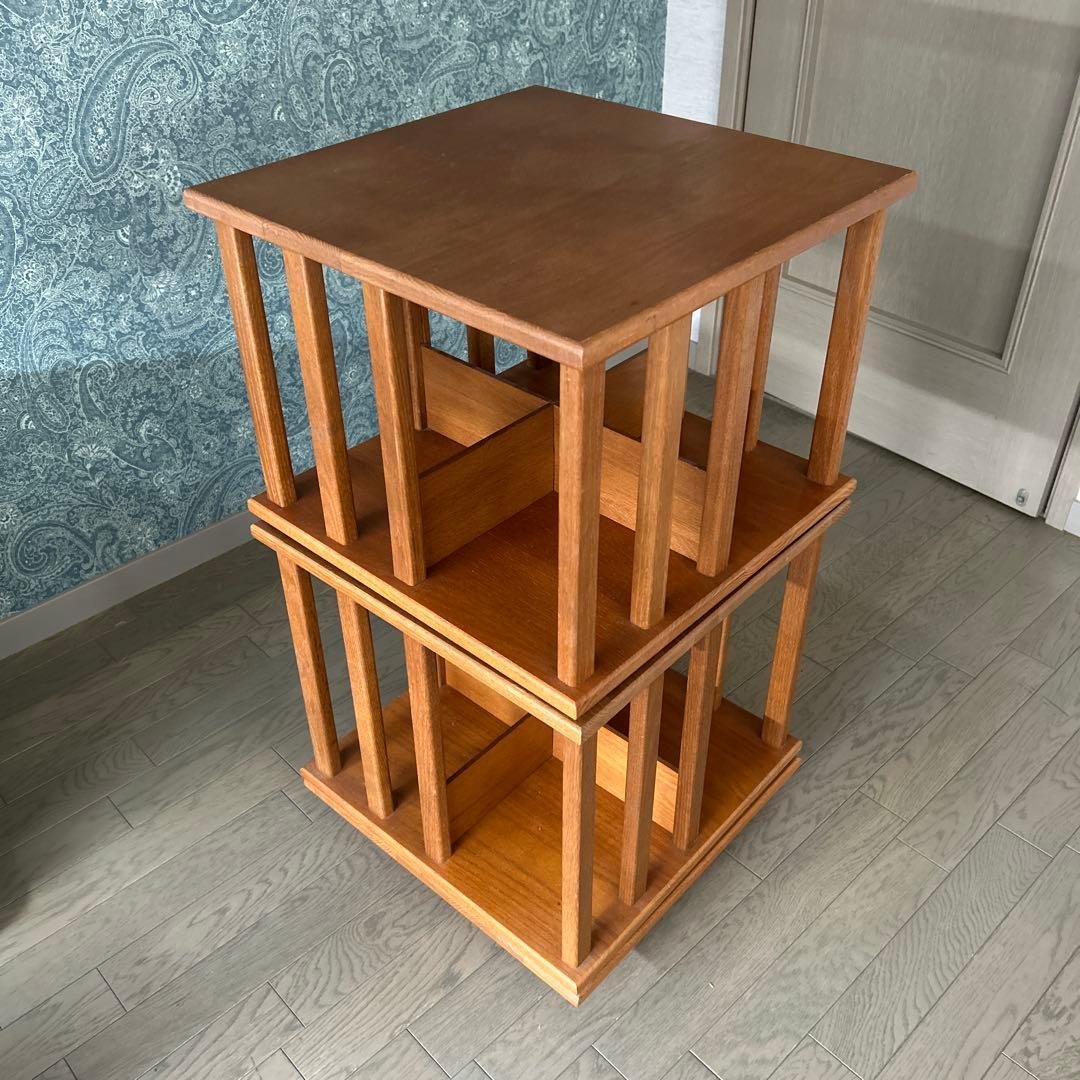 ICO アメリカ製 回転式本棚 アンティーク ICO アメリカ製 木製 回転式 CD ラック アンティーク 棚 清掃・磨き