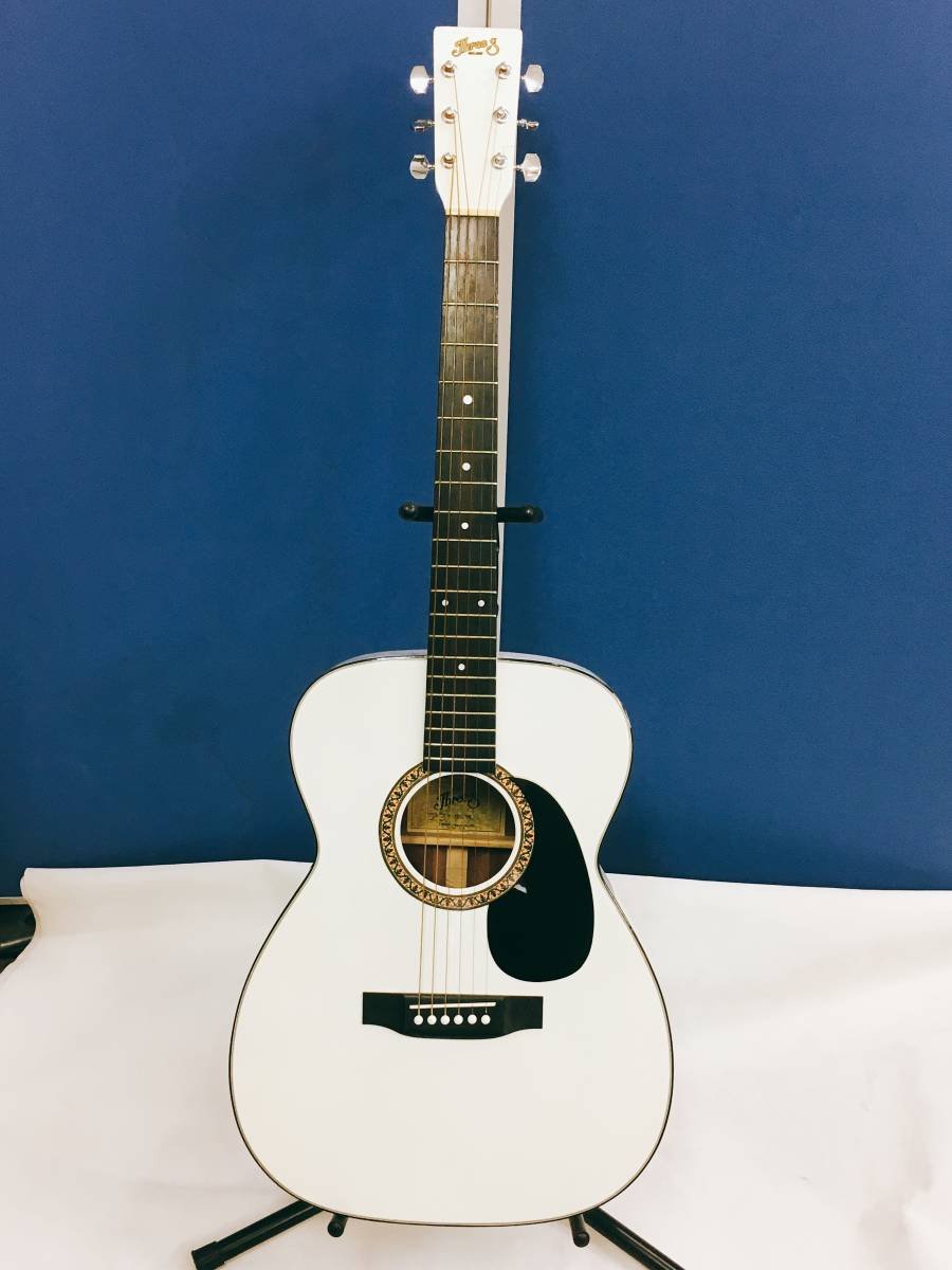 Three S】 F-180W アコースティックギター 白 ホワイト 鈴木バイオリン