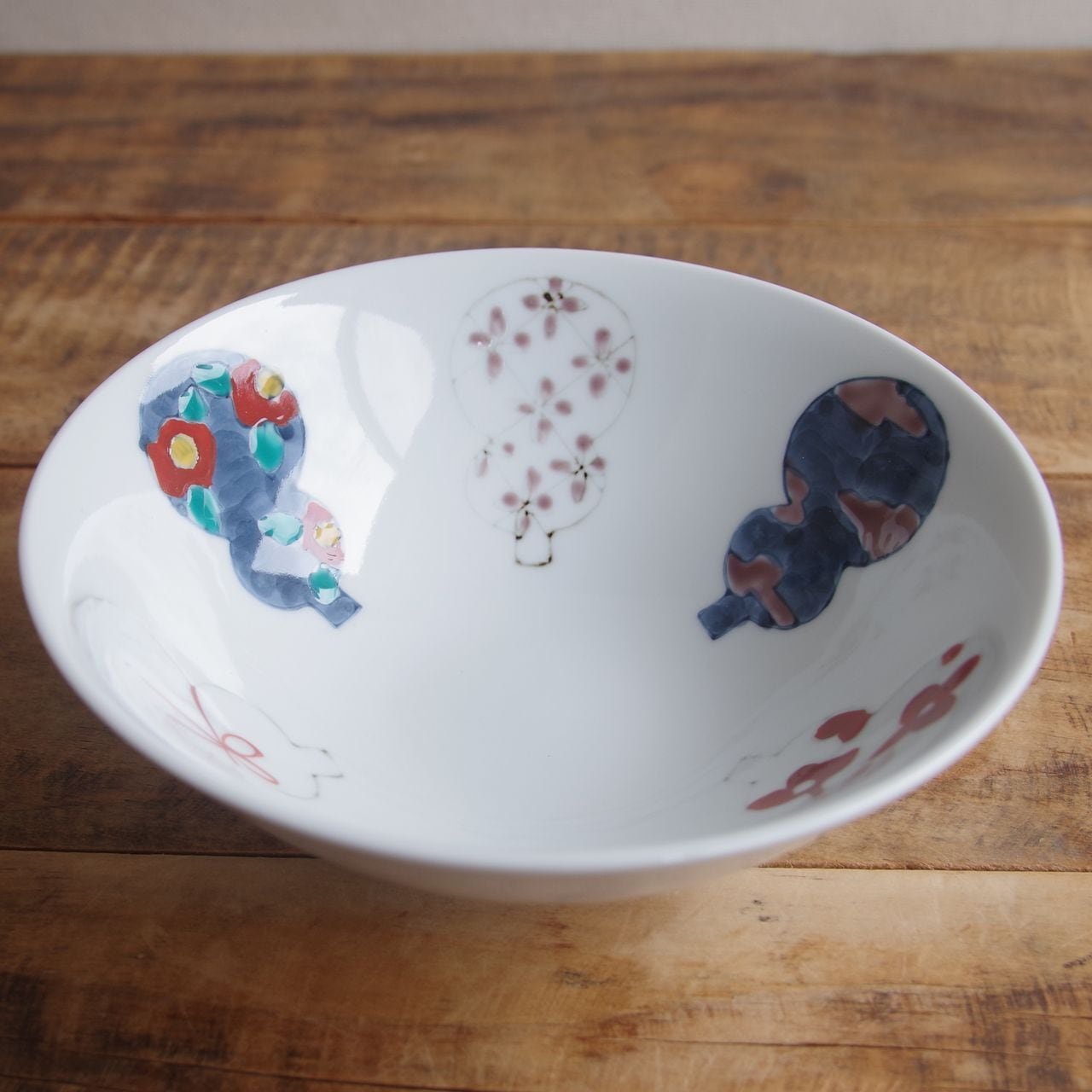 新品】 有田焼 六瓢箪 小鉢 浅鉢 ひょうたん 14cm レトロ 手描き む