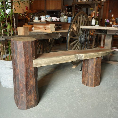 ケヤキ 一枚板 ベンチ 長椅子 木製 丸太 切り株 アンティーク 古材